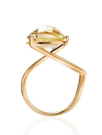 Bold Golden Ring With Yellow Citrine Centerpiece, Ring Size: 7 / 17.5, image , picture 4