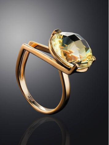 Bold Golden Ring With Yellow Citrine Centerpiece, Ring Size: 7 / 17.5, image , picture 2