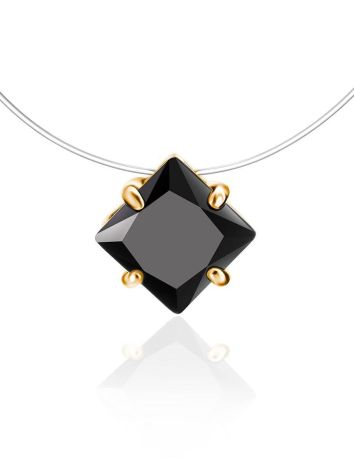 Invisible Line Necklace With Black Square Crystal The Aurora, Length: 40, image 