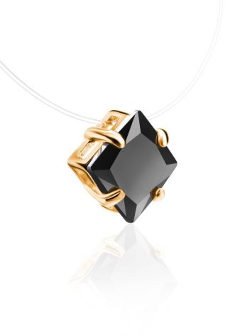 Invisible Line Necklace With Black Square Crystal The Aurora, Length: 40, image , picture 3