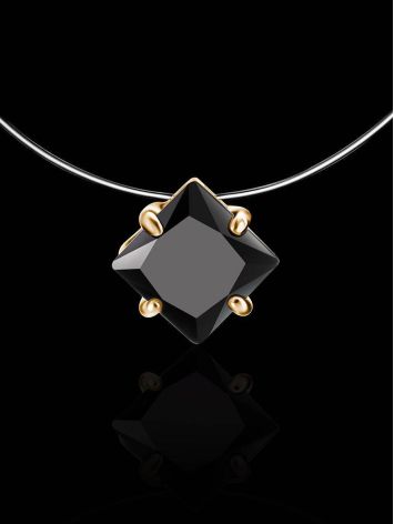 Invisible Line Necklace With Black Square Crystal The Aurora, Length: 40, image , picture 2