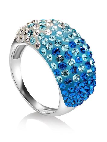Glam Style Silver Ring With Two Toned Crystals The Eclat, Ring Size: 7 / 17.5, image 