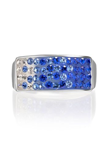 Stylish Silver Ring With Blue And White Crystals The Eclat, Ring Size: 9.5 / 19.5, image , picture 3