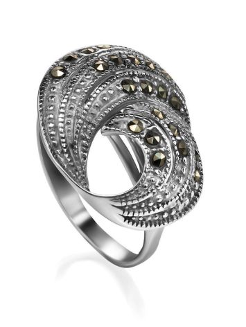 Silver Cocktail Ring With Marcasites The Lace, Ring Size: 6 / 16.5, image 