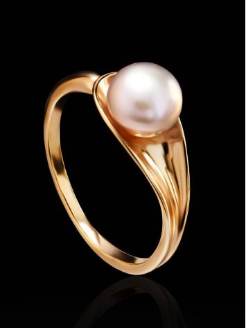 Gold-Plated Ring With Creamrose Cultured Pearl The Serene, Ring Size: 6.5 / 17, image , picture 2