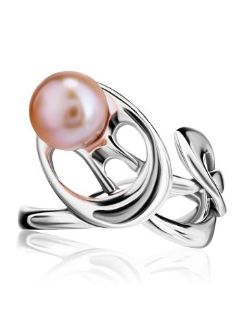 Ornate Silver Ring With Creamrose Cultured Pearl The Serene, Ring Size: 6 / 16.5, image , picture 4