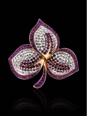 Gold Plated Floral Pendant With Purple And White Crystals The Jungle, image , picture 2