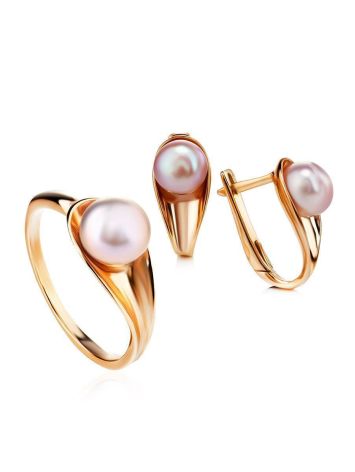 Gold-Plated Ring With Creamrose Cultured Pearl The Serene, Ring Size: 6.5 / 17, image , picture 4
