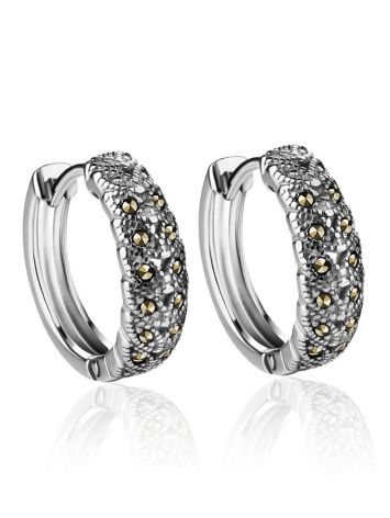Silver Hoop Earrings With Marcasites The Lace, image 