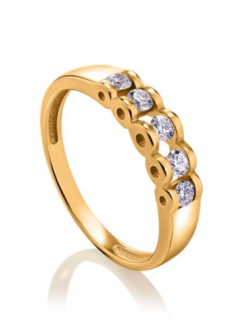 Golden Ring With White Diamond Row, Ring Size: 8 / 18, image 