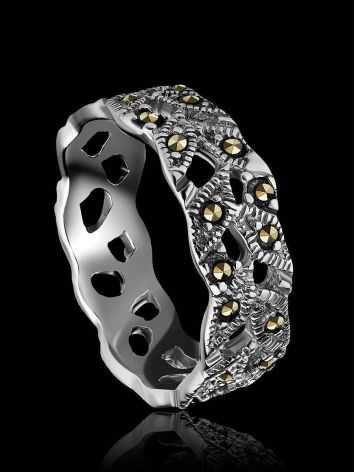 Filigree Sterling Silver Ring With Marcasites The Lace, Ring Size: 6 / 16.5, image , picture 2