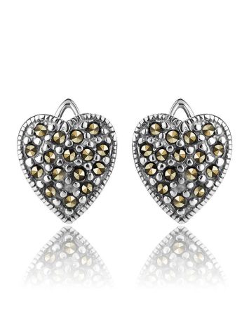 Silver Heart Shaped Earrings With Marcasites The Lace, image , picture 3