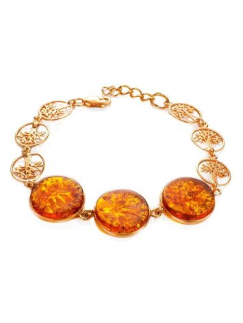 Amazing Symbolic Gift The Tree Of Life Bracelet Made in Amber And Gold-Plated Silver, image 