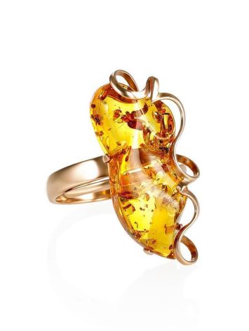 Handcrafted Amber Golden Cocktail Ring The Rialto, Ring Size: Adjustable, image 