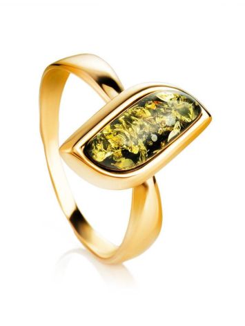 Green Amber Golden Ring, Ring Size: 8.5 / 18.5, image 