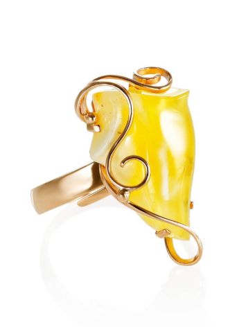 Cloudy Amber Golden Ring The Rialto, Ring Size: Adjustable, image 