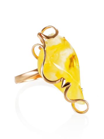 White Amber Golden Cocktail Ring The Rialto, Ring Size: Adjustable, image 