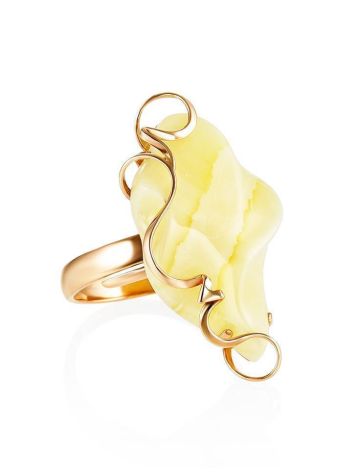Natural Cloudy Amber Golden Ring The Rialto, Ring Size: Adjustable, image 