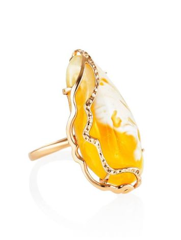 Golden Amber Cocktail Ring The Triumph, Ring Size: Adjustable, image 