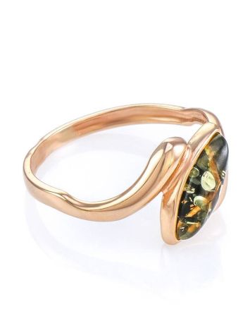 Natural Green Amber Ring In Gold, Ring Size: 6.5 / 17, image 