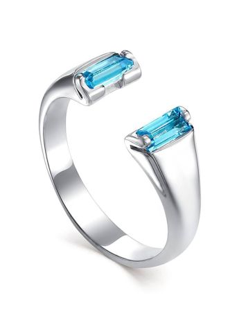 Designer Silver Ring With Synthetic Topaz, Ring Size: 6.5 / 17, image 