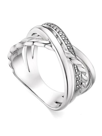Sterling Silver Statement Ring With Crystals, Ring Size: 8.5 / 18.5, image 