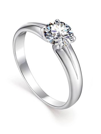 Solitaire Crystal Ring In Sterling Silver, Ring Size: 8.5 / 18.5, image 