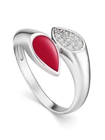 Silver Ring With Enamel And Crystals, Ring Size: 6 / 16.5, image 