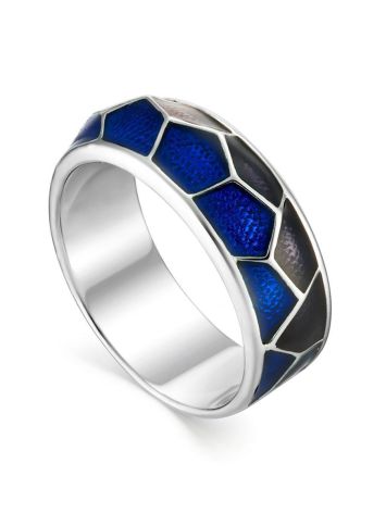 Silver Enamel Band Ring, Ring Size: 7 / 17.5, image 