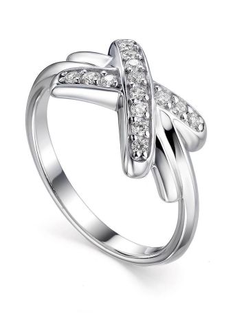 Ultra Stylish Silver Crystal Ring, Ring Size: 8 / 18, image 