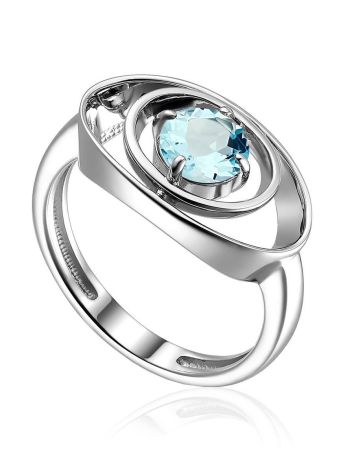 Silver Ring With Synthetic Topaz Centerstone, Ring Size: 5.5 / 16, image 
