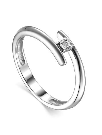 Sterling Silver Diamond Ring, Ring Size: 7 / 17.5, image 