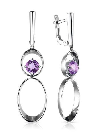 Silver Dangles With Amethyst Centerstones, image 