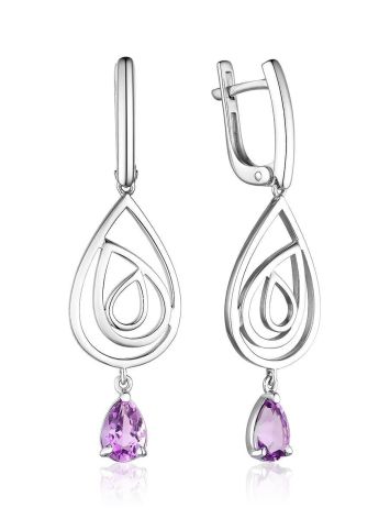 Sterling Silver Dangles With Amethyst, image 
