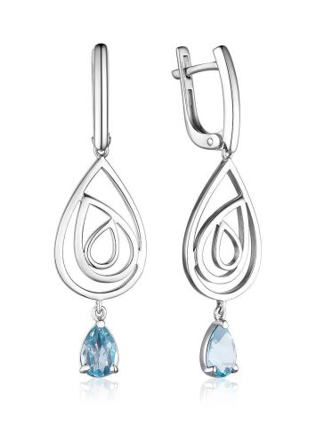 Sterling Silver Dangles With Synthetic Topaz, image 