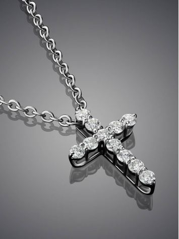 White Gold Cross Pendant With Diamonds, image , picture 2