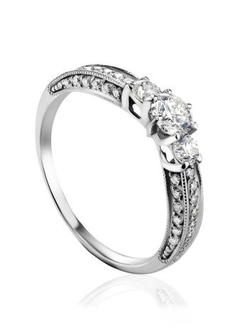 White Gold Statement Ring With Diamonds, Ring Size: 7 / 17.5, image 