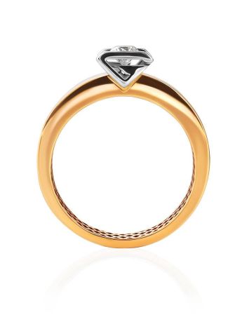 Two Toned Golden Ring With Solitaire Diamond, Ring Size: 7 / 17.5, image , picture 4