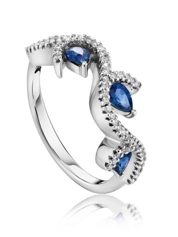Refined White Gold Ring With Sapphires And Diamonds The Meramaid, Ring Size: 7 / 17.5, image 