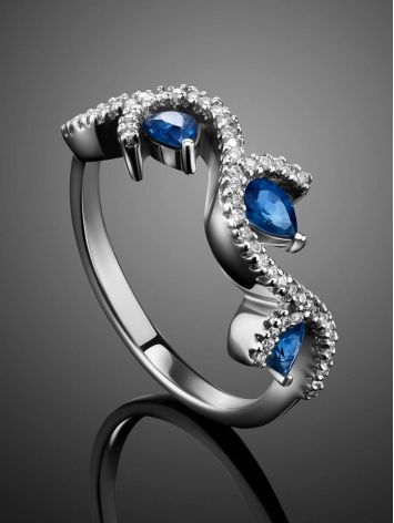 Refined White Gold Ring With Sapphires And Diamonds The Meramaid, Ring Size: 7 / 17.5, image , picture 2