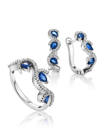 White Gold Latch Back Earrings With Sapphires And Diamonds The Meramaid, image , picture 3