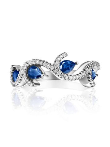 Refined White Gold Ring With Sapphires And Diamonds The Meramaid, Ring Size: 7 / 17.5, image , picture 3