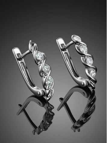 White Gold Diamond Earrings, image , picture 2