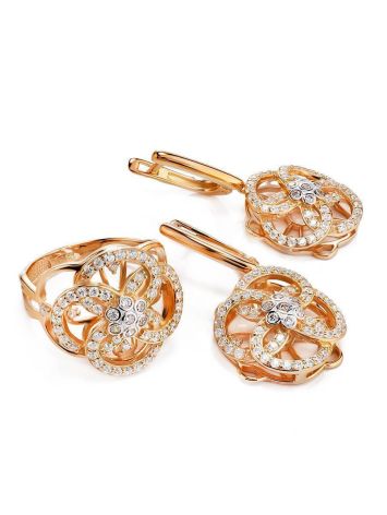 Classy Gold Plated Ring With Crystals, Ring Size: 7 / 17.5, image , picture 5