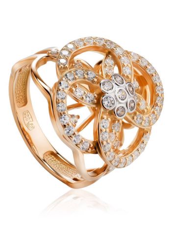 Classy Gold Plated Ring With Crystals, Ring Size: 7 / 17.5, image 