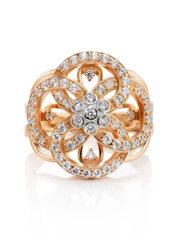 Classy Gold Plated Ring With Crystals, Ring Size: 7 / 17.5, image , picture 3