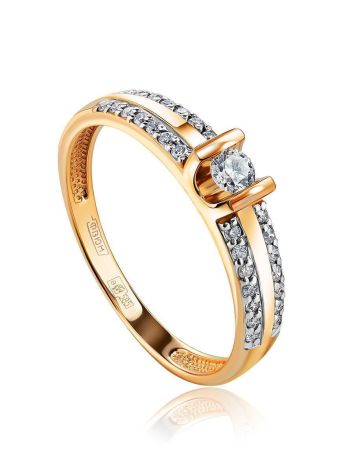 Yellow Gold Statement Ring With Diamonds, Ring Size: 7 / 17.5, image 