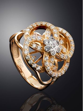 Classy Gold Plated Ring With Crystals, Ring Size: 7 / 17.5, image , picture 2