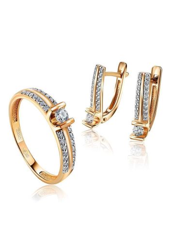Yellow Gold Latch Back Earrings With Diamonds, image , picture 3