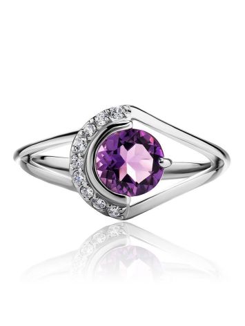 Sterling Silver Ring With Amethyst And Crystals, Ring Size: 6.5 / 17, image , picture 3